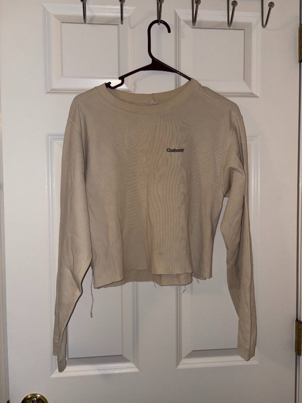 Large Cream Carhartt Long Sleeve Cropped
